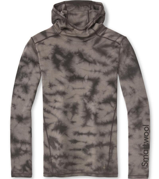 Classic Thermal (250) Plant-Based Dye Merino Base Layer Logo Hoodie - Mens - Black Marble Wash 1