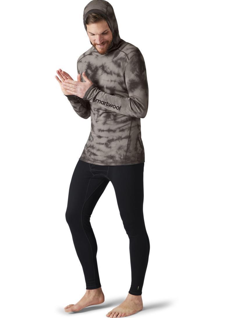 Classic Thermal (250) Plant-Based Dye Merino Base Layer Logo Hoodie - Mens - Black Marble Wash 2