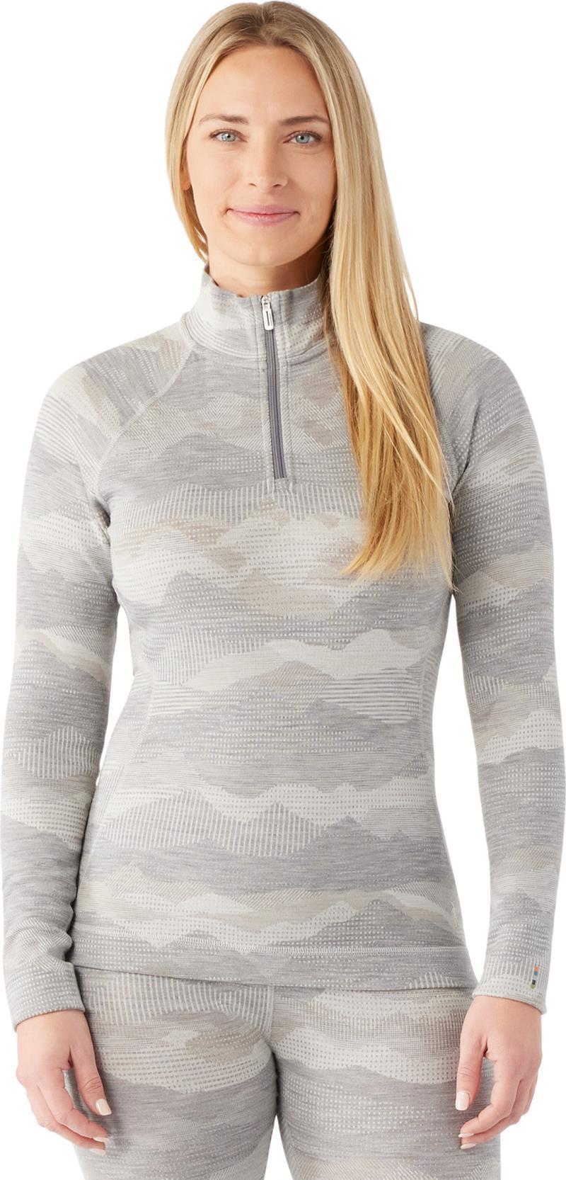 Classic Thermal Merino (250) Base Layer 1/4 Zip - Womens - Light Gray Mountain Scape 2