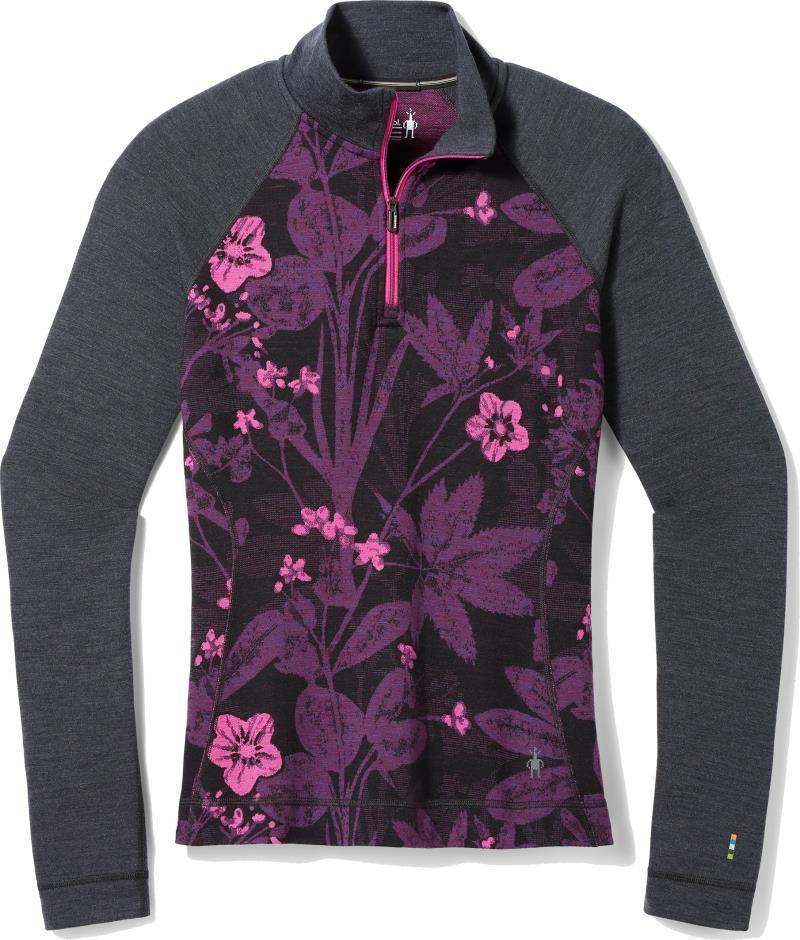 Classic Thermal Merino (250) Base Layer 1/4 Zip - Womens - Purple Iris Floral 1