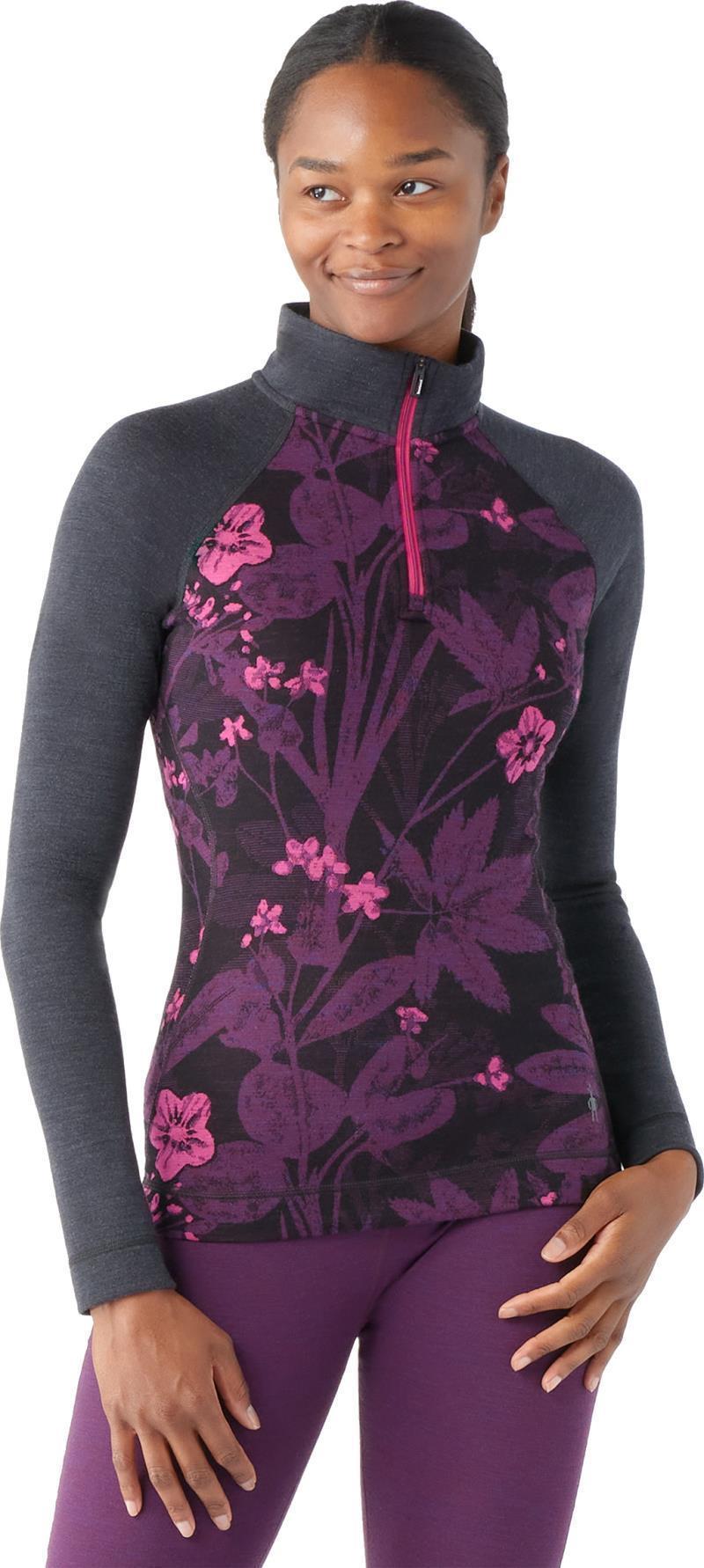 Classic Thermal Merino (250) Base Layer 1/4 Zip - Womens - Purple Iris Floral 2