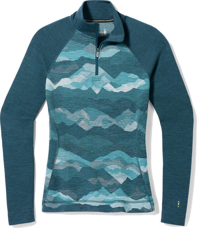 Classic Thermal Merino (250) Base Layer 1/4 Zip - Womens - Twilight Blue Mountain Scape 1