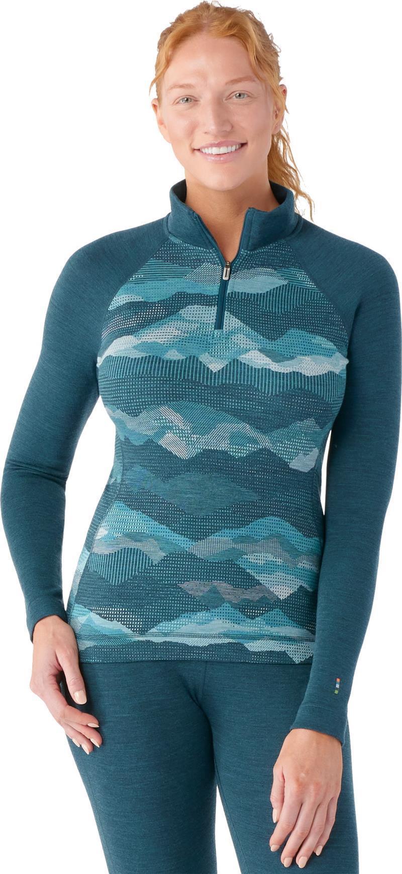 Classic Thermal Merino (250) Base Layer 1/4 Zip - Womens - Twilight Blue Mountain Scape 2
