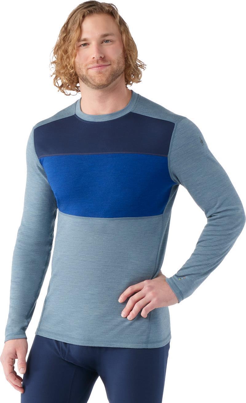 Classic Thermal Merino (250) Base Layer Colorblock Crew - Mens - Pewter Blue Heather 2