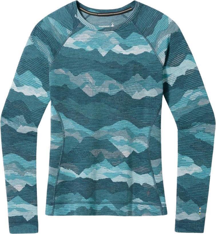 Classic Thermal Merino 250 Base Layer Crew - Womens - Twilight Blue Mountain Scape 1