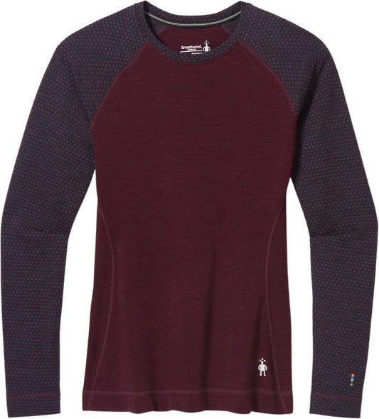 Classic Thermal Merino (250) Base Layer Pattern Crew - Womens - Black Cherry Dot 1