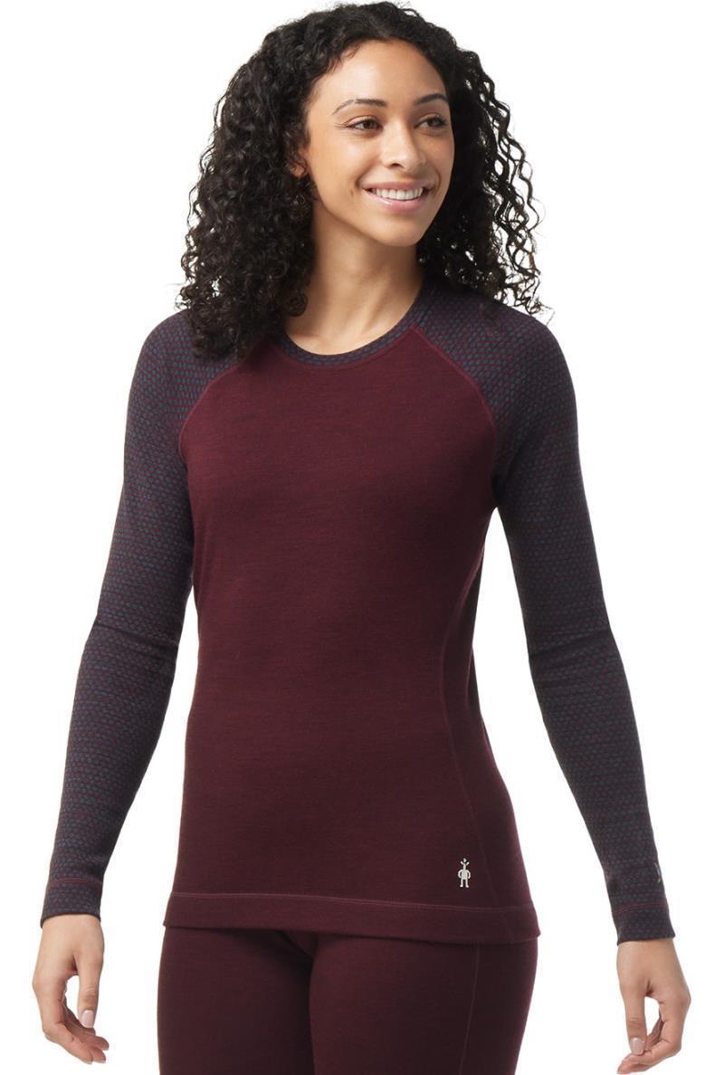 Classic Thermal Merino (250) Base Layer Pattern Crew - Womens - Black Cherry Dot 2