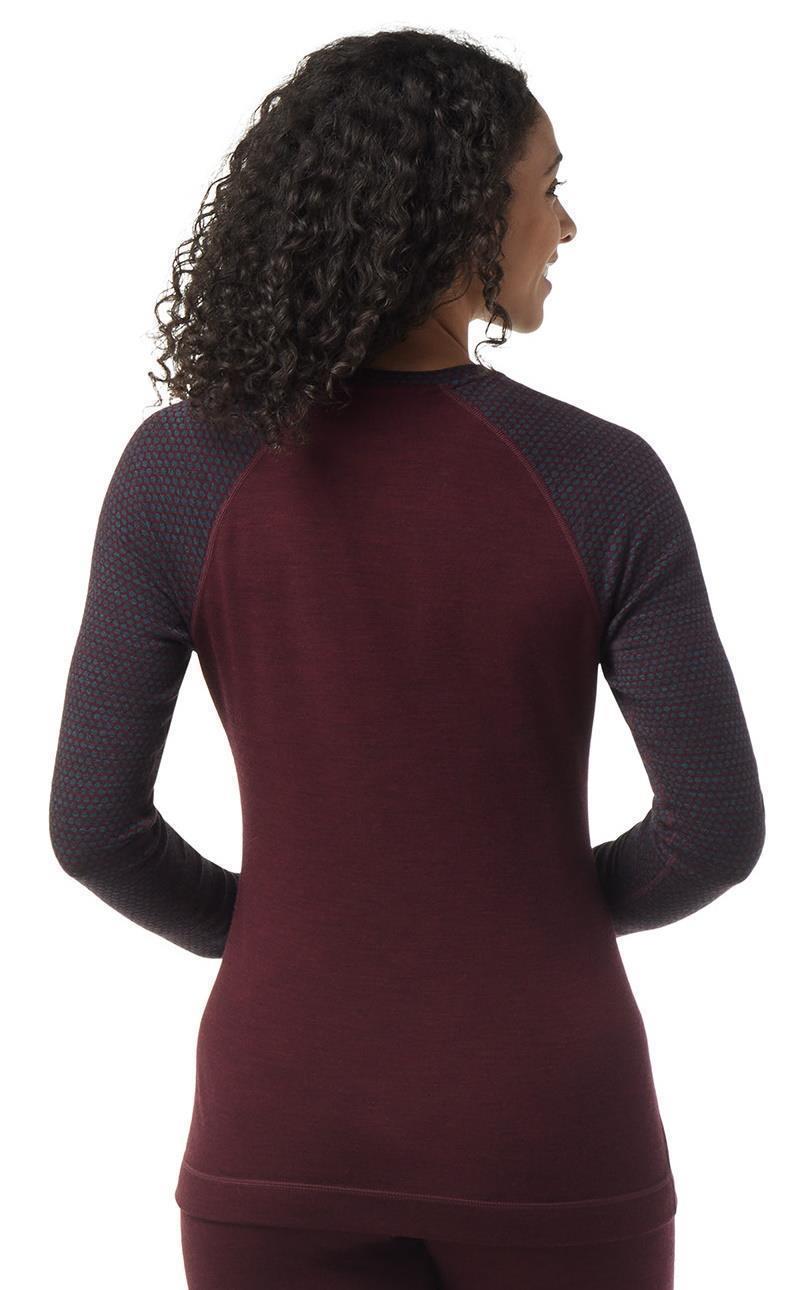 Classic Thermal Merino (250) Base Layer Pattern Crew - Womens - Black Cherry Dot 3