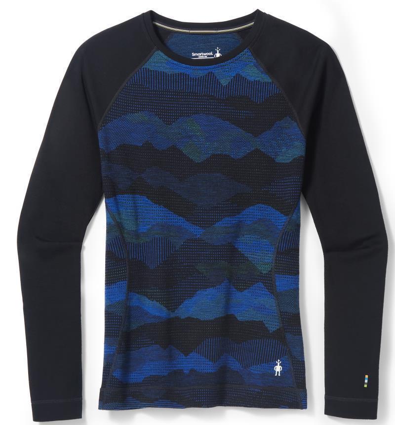 Classic Thermal Merino (250) Base Layer Pattern Crew - Womens - Blueberry Hill Mountain Scape 1