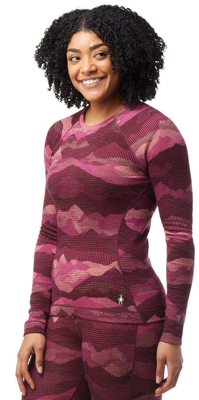 Classic Thermal Merino (250) Base Layer Pattern Crew - Womens - Festive Fuchsia Mountain Scape 2