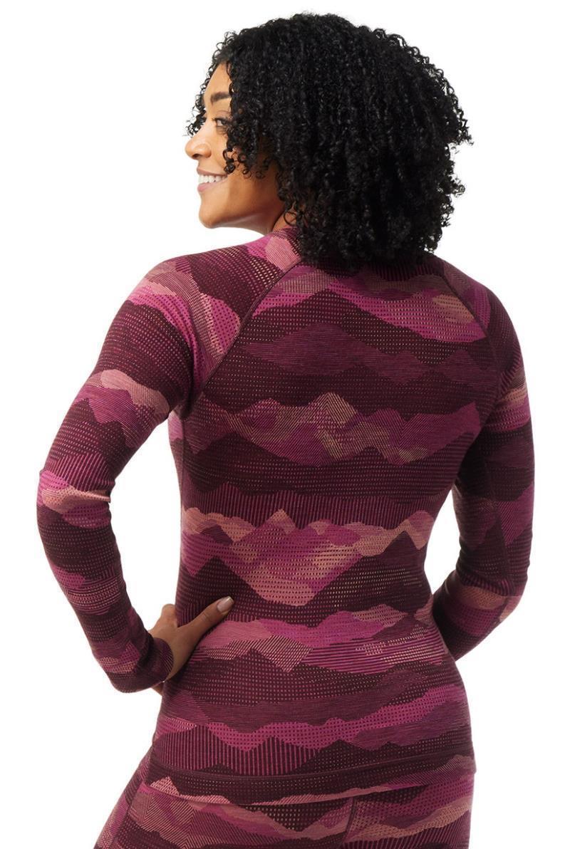 Classic Thermal Merino (250) Base Layer Pattern Crew - Womens - Festive Fuchsia Mountain Scape 3