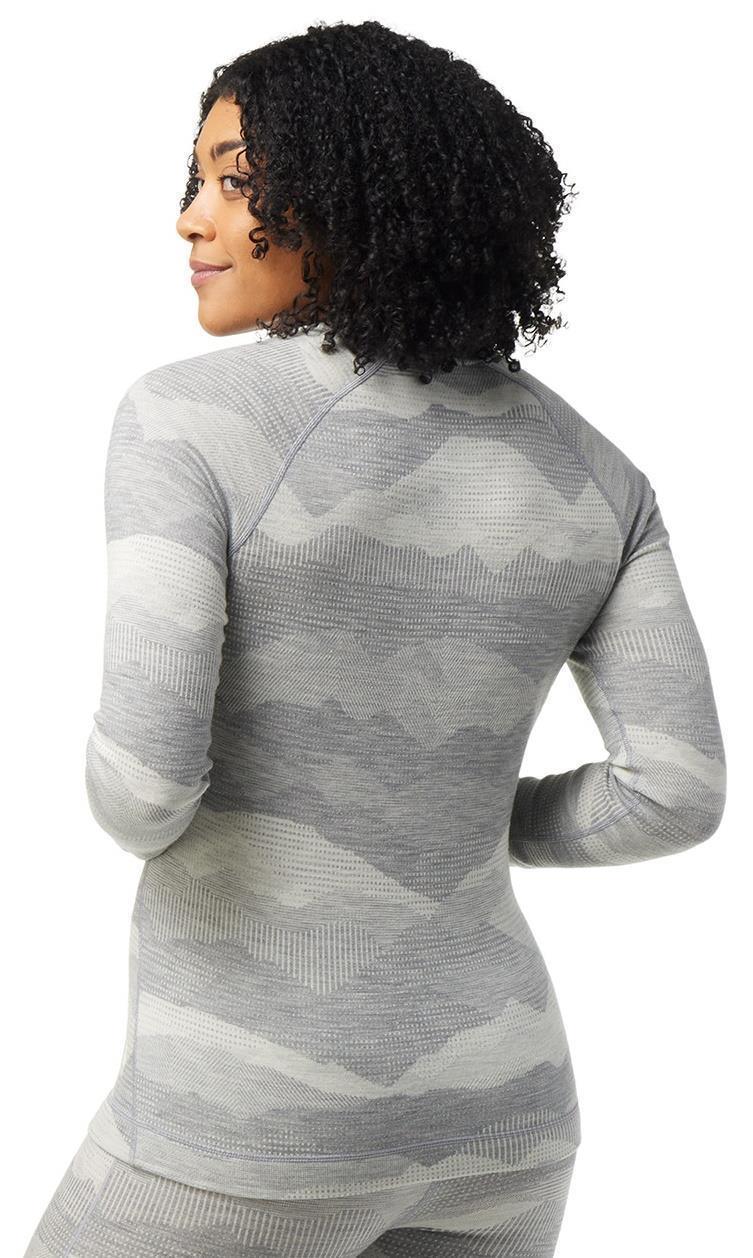 Classic Thermal Merino (250) Base Layer Pattern Crew - Womens - Light Gray Mountain Scape 3