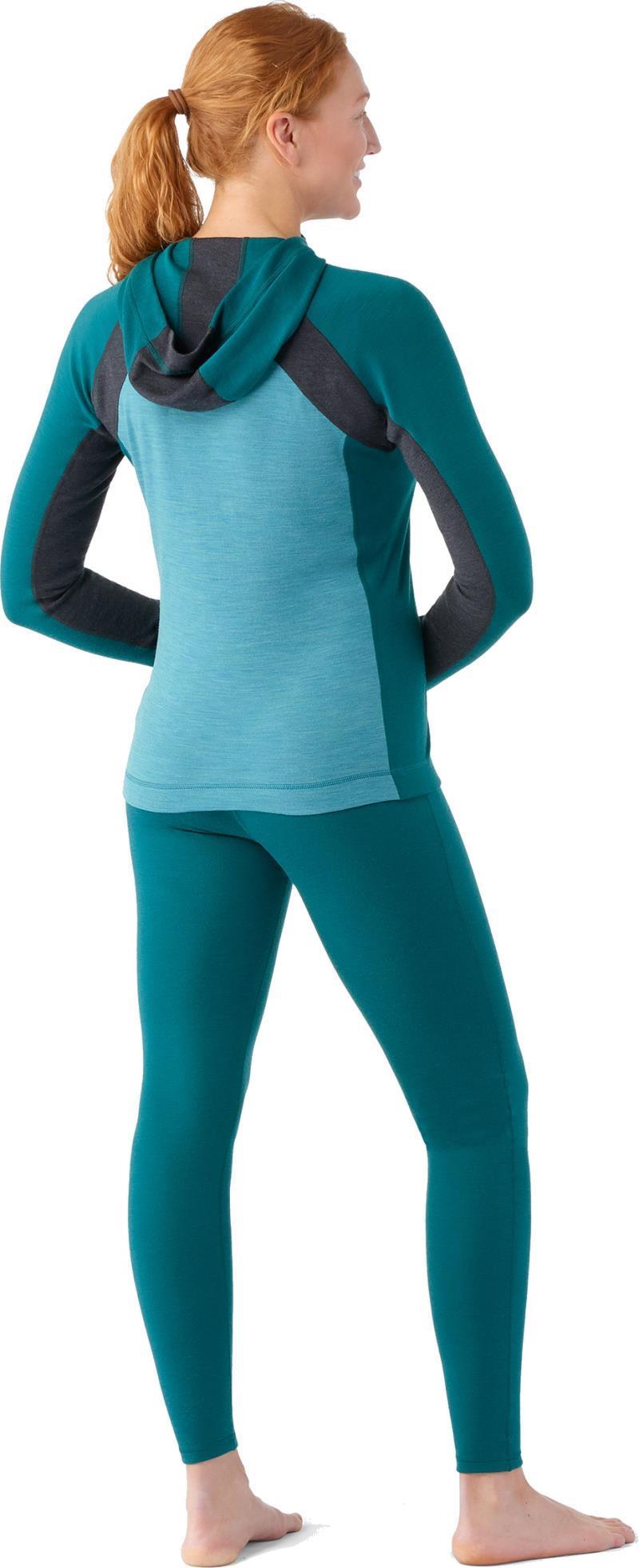 Classic Thermal Merino Base Layer 1/2 Zip Hoodie - Womens - Cascade Green Heather 3