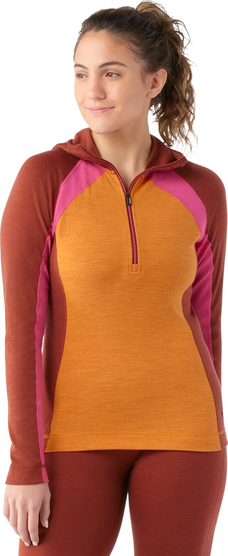 Classic Thermal Merino Base Layer 1/2 Zip Hoodie - Womens - Marmalade Heather 2