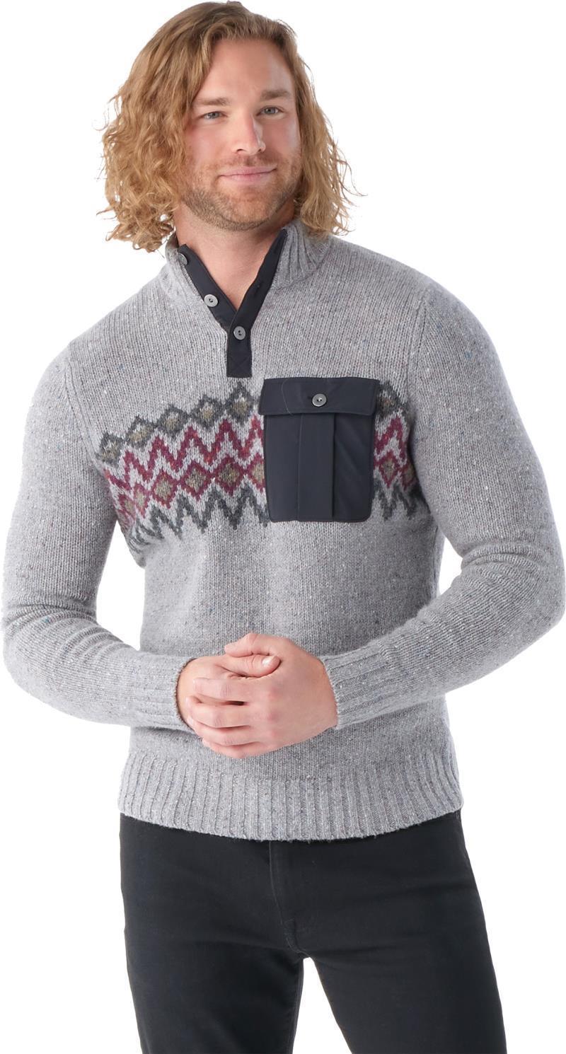 Heavy Henley Sweater - Mens - Light Gray Heather 2