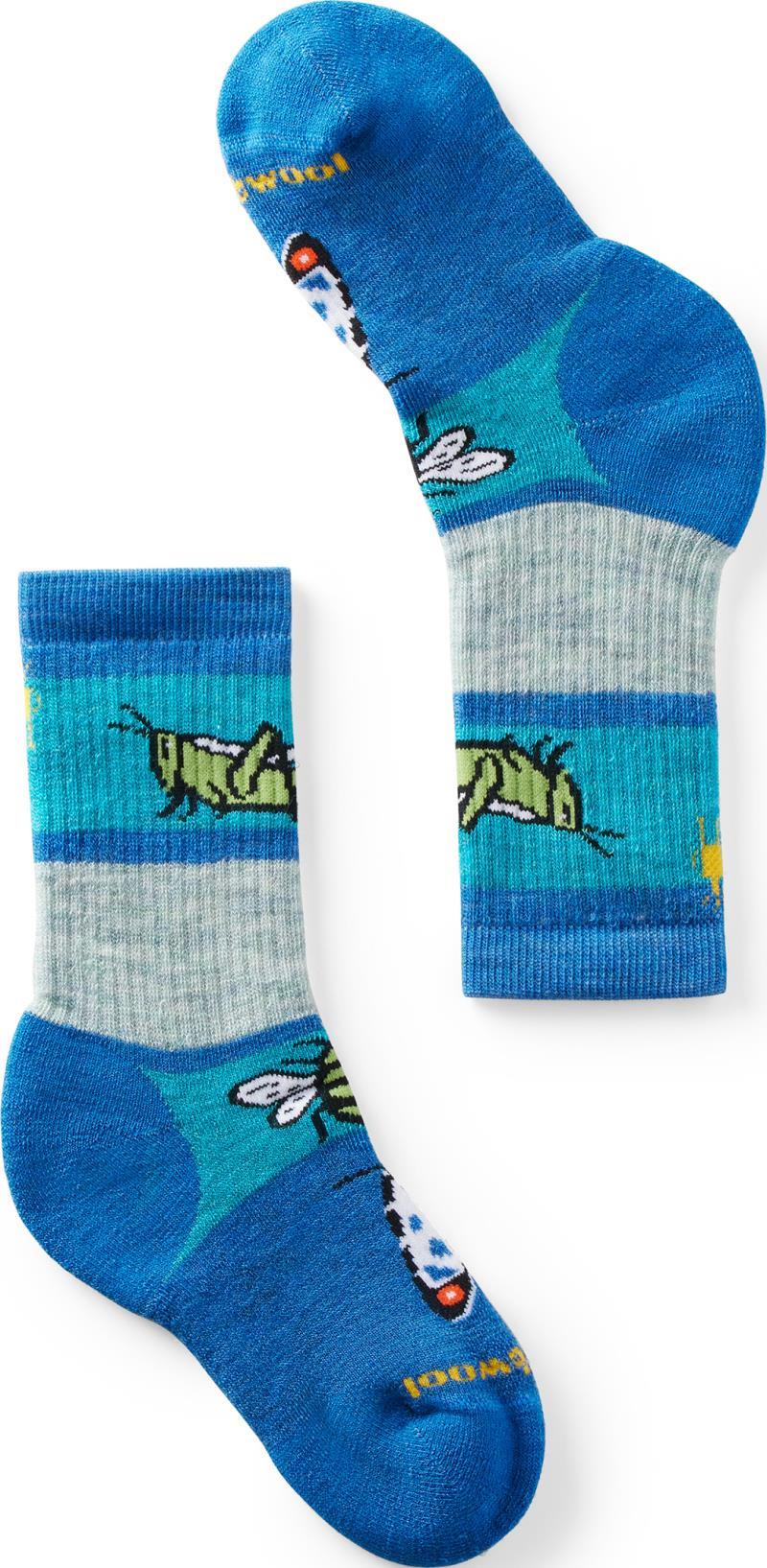 Hike Full Cushion Garden Bugs Pattern Crew Socks - Kids - Laguna Blue 1