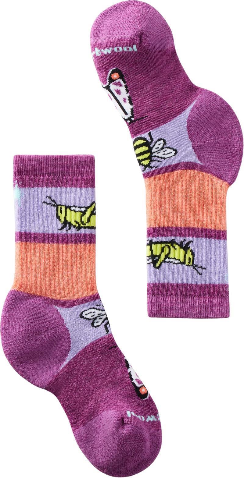 Hike Full Cushion Garden Bugs Pattern Crew Socks - Kids - Meadow Mauve 1