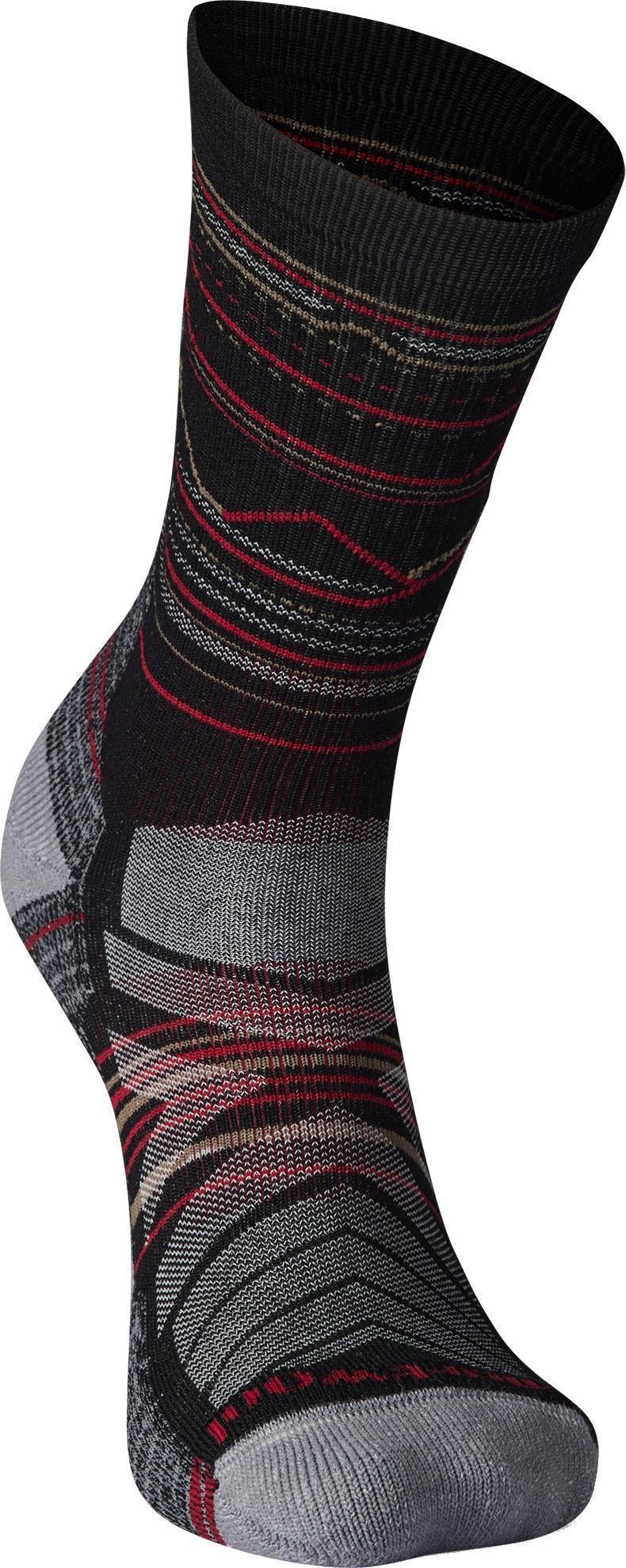 Hike Light Cushion Mountain Range Pattern Crew Socks - Mens - Black 2