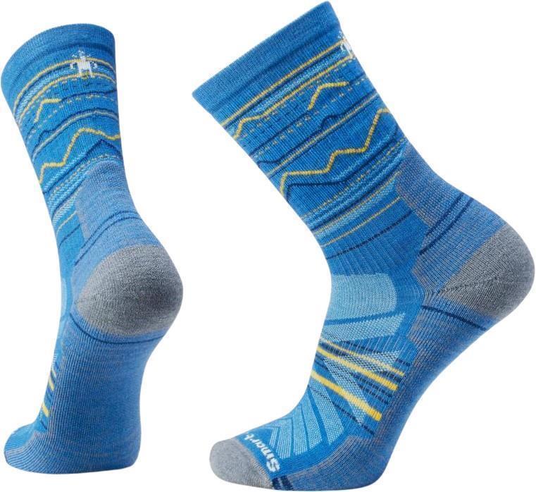 Hike Light Cushion Mountain Range Pattern Crew Socks - Mens - Laguna Blue 1