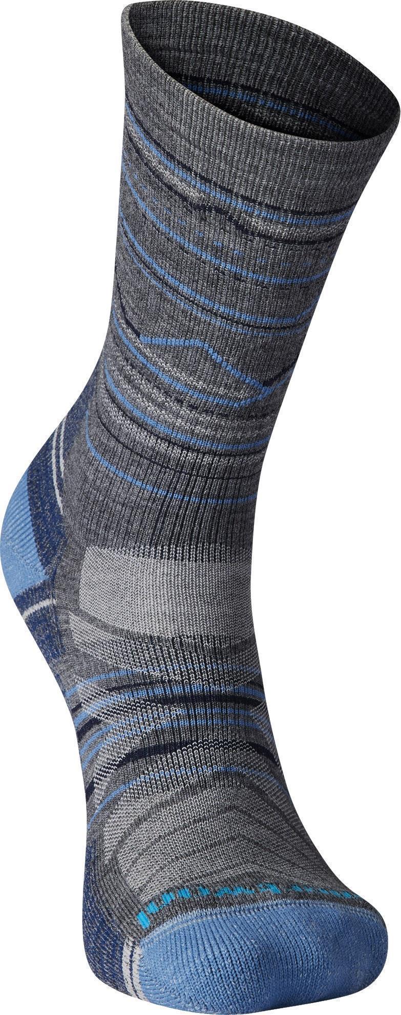 Hike Light Cushion Mountain Range Pattern Crew Socks - Mens - Medium Gray 2