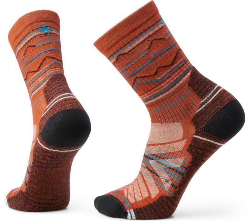 Hike Light Cushion Mountain Range Pattern Crew Socks - Mens - Picante 1
