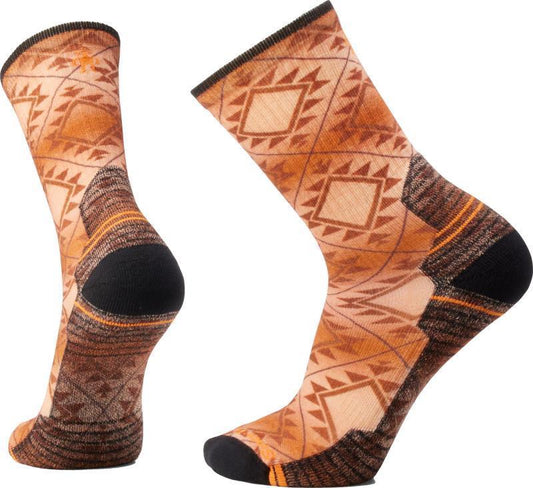 Hike Light Cushion Southwest Tile Print Crew Socks - Mens - Orange Rust 1