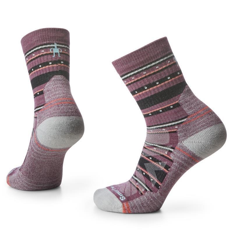 Hike Light Cushion Stitch Stripe Mid Crew Socks - Womens - Argyle Purple 1