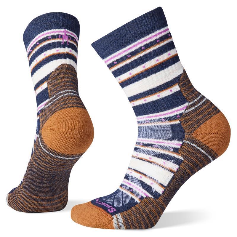 Hike Light Cushion Stitch Stripe Mid Crew Socks - Womens - Deep Navy 1