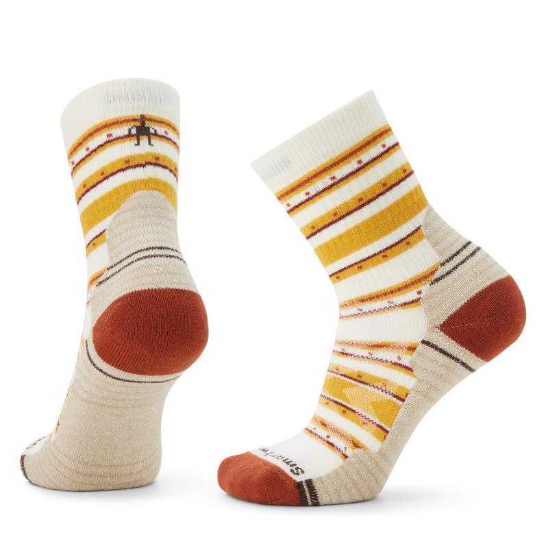 Hike Light Cushion Stitch Stripe Mid Crew Socks - Womens - Natural 1
