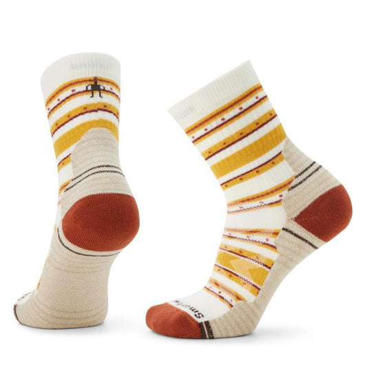 Hike Light Cushion Stitch Stripe Mid Crew Socks - Womens - Natural 1