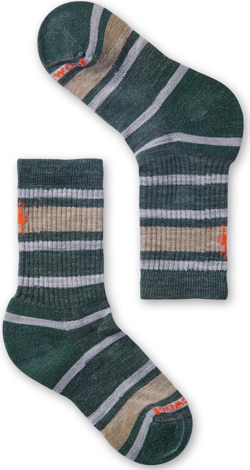 Hike Light Cushion Striped Crew Socks - Kids - Dark Sage 1