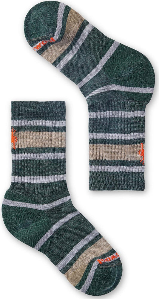 Hike Light Cushion Striped Crew Socks - Kids - Dark Sage 1