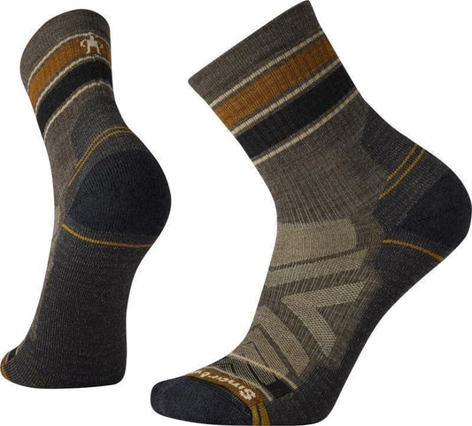 Hike Light Cushion Striped Mid Crew Socks - Mens - Taupe 1