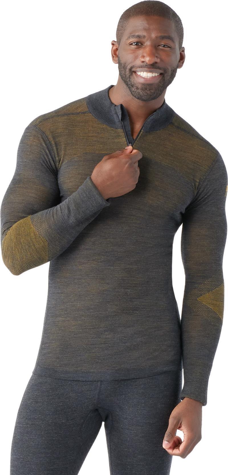 Intraknit Thermal Merino Base Layer 1/4 Zip - Mens - Charcoal / Honey Gold 2