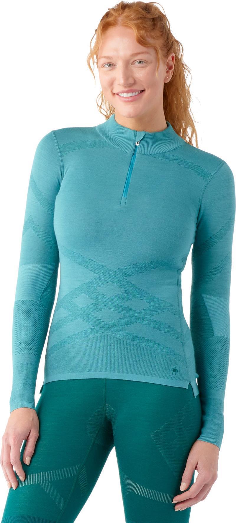 Intraknit Thermal Merino Base Layer 1/4 Zip - Womens - Cascade / Emerald 2