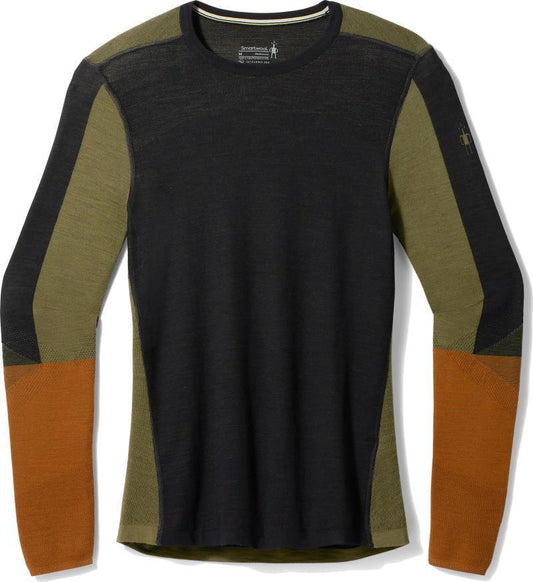 Intraknit Thermal Merino Base Layer Colorblock Crew - Mens - Black / Winter Moss 1