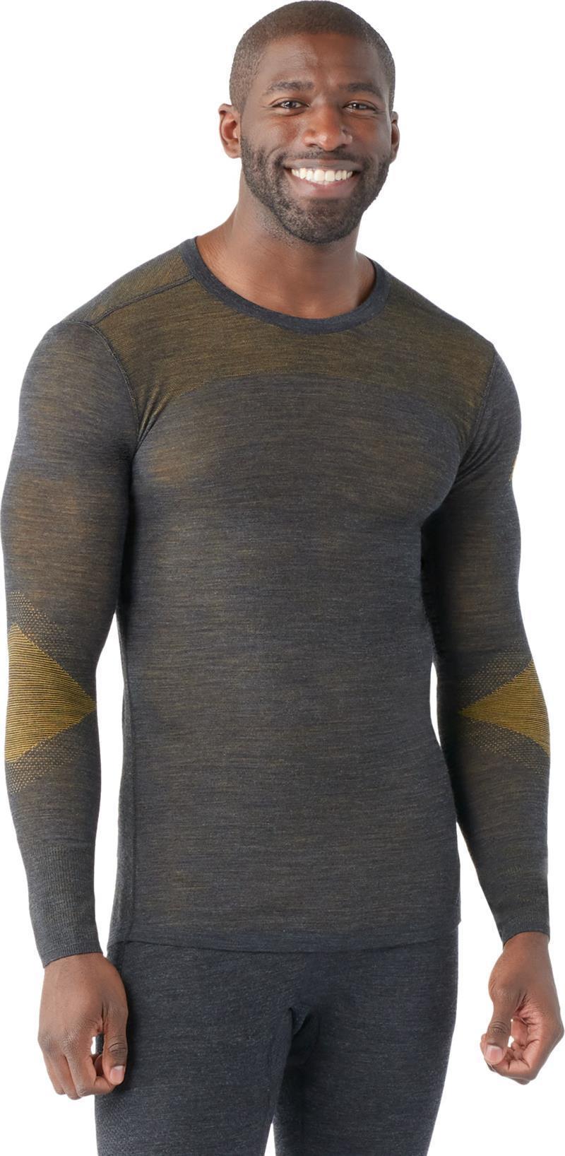 Intraknit Thermal Merino Base Layer Crew - Mens - Charcoal / Honey Gold 2
