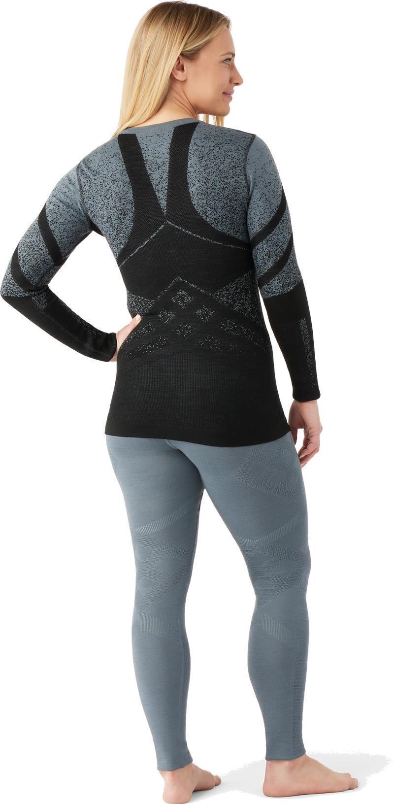 Intraknit Thermal Merino Base Layer Pattern Crew - Womens - Black / Pewter Blue 3