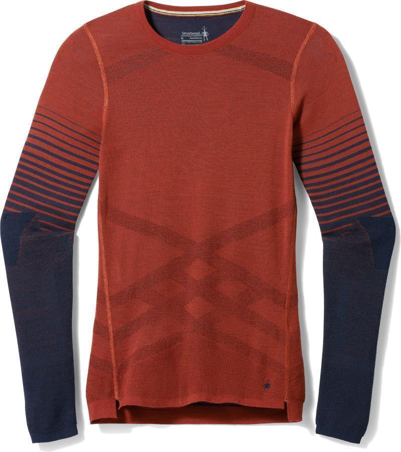 Intraknit Thermal Merino Base Layer Pattern Crew - Womens - Pecan Brown / Deep Navy 1