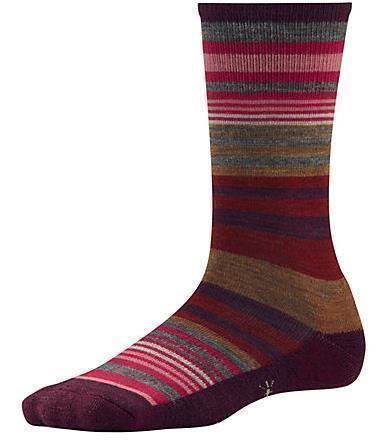 Jovian Stripe Crew Socks - Womens - Aubergine Heather 1
