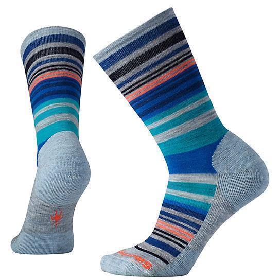 Jovian Stripe Crew Socks - Womens - Blue Ice Heather 1