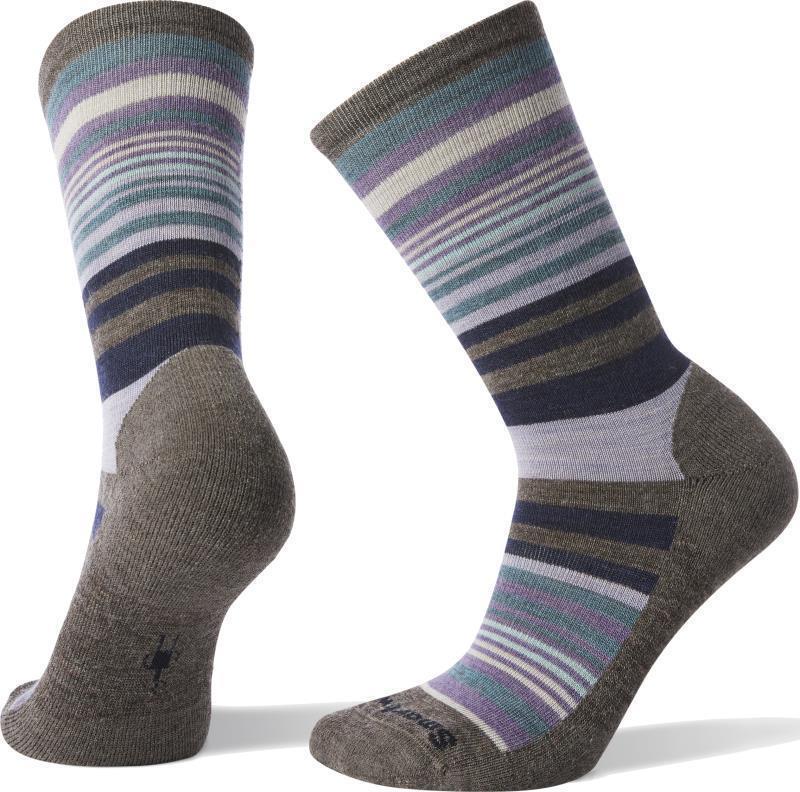 Jovian Stripe Crew Socks - Womens - Taupe / Mint 1