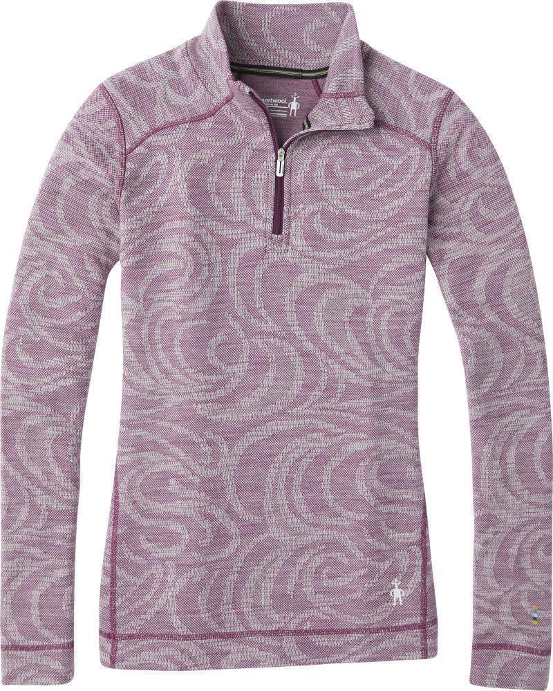 Merino 250 Baselayer Pattern 1/4 Zip - Womens - Sangria Snow Swirl 1