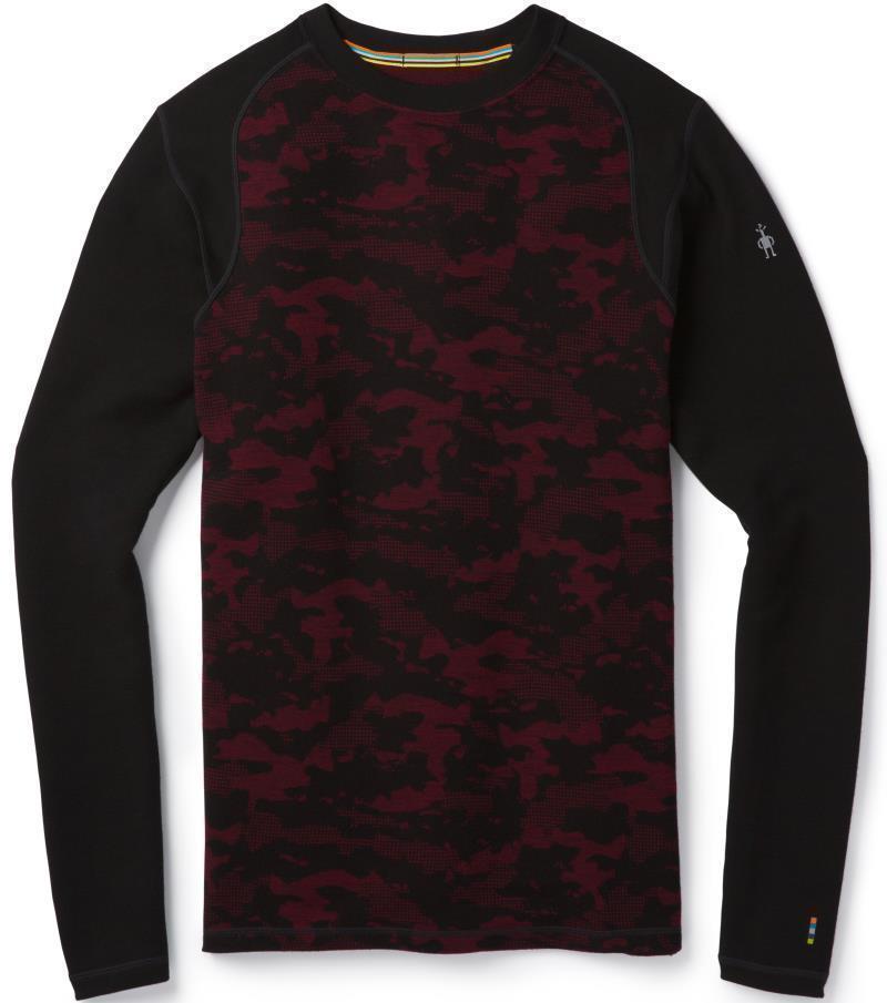 Merino 250 Baselayer Pattern Crew - Mens - Black / Tibetan Red 1