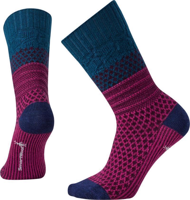 Popcorn Cable Socks - Womens - Berry / Deep Sea 1