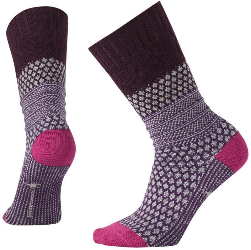 Popcorn Cable Socks - Womens - Bordeaux Heather 1