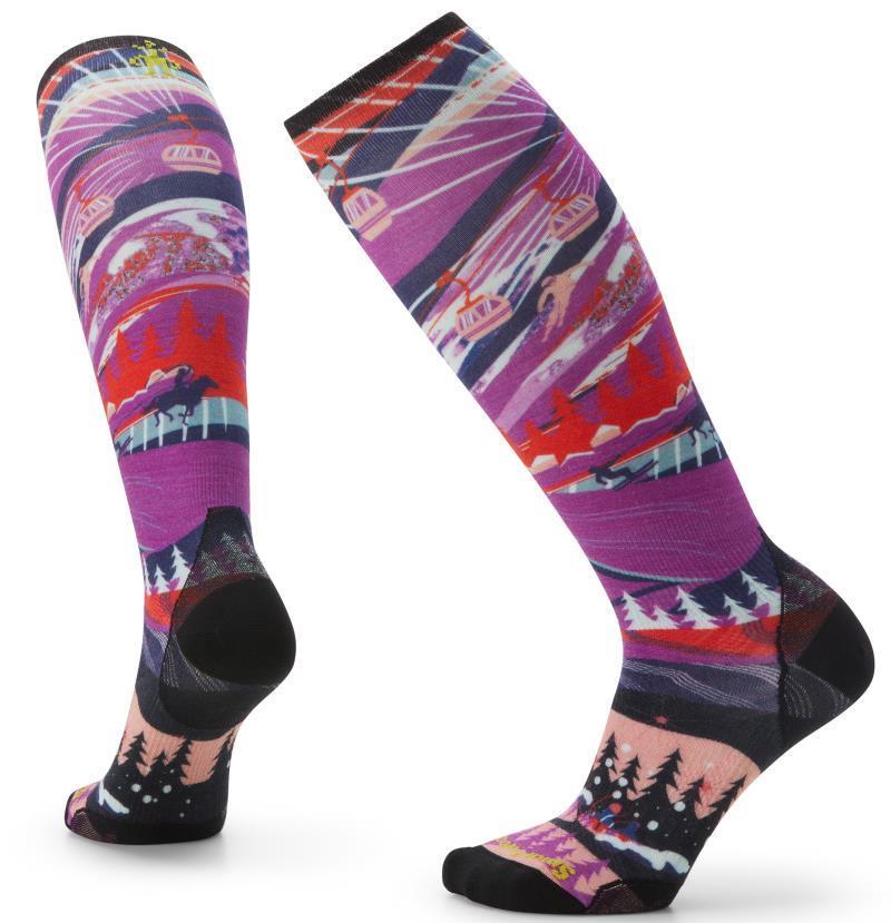 Ski Zero Cushion Skication Print Over The Calf Socks - Womens - desert orchid 1
