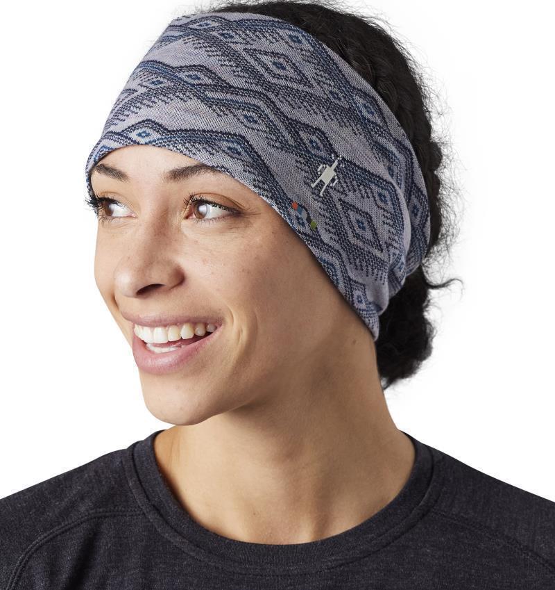 Thermal (250) Merino Pattern Reversible Headband - Purple Eclipse Mountain Fairisle 2