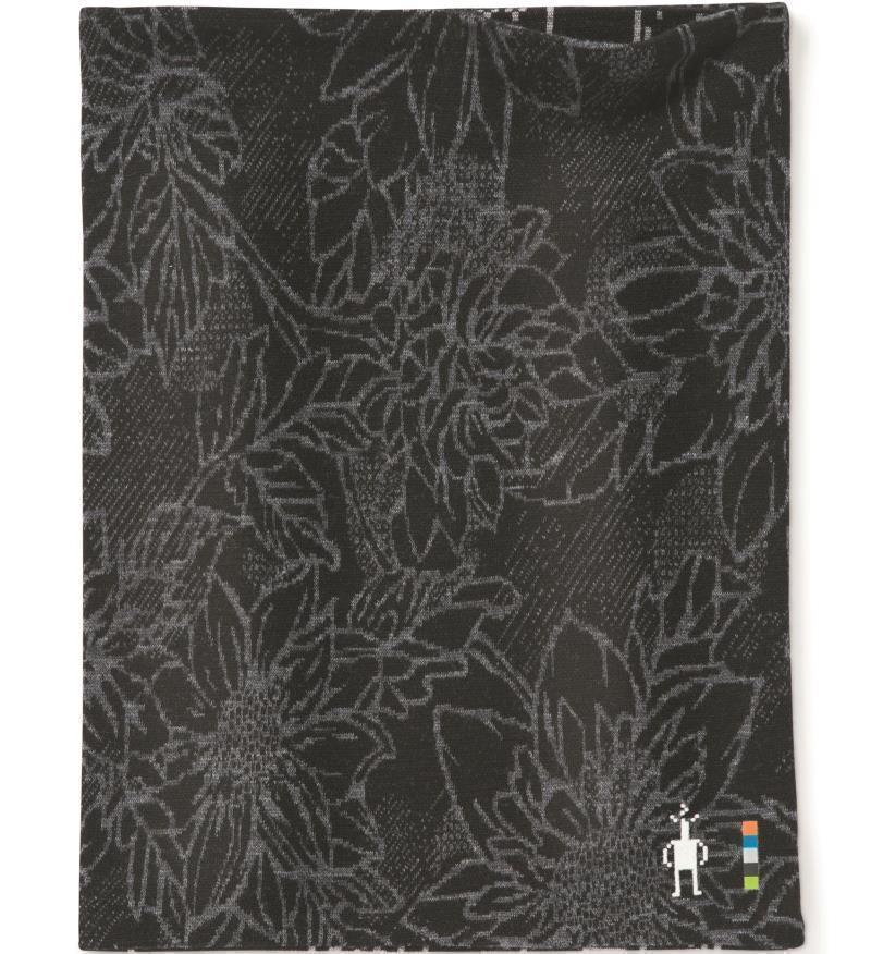 Thermal (250) Merino Reversible Pattern Neck Gaiter - Black Traced Dahlia 1