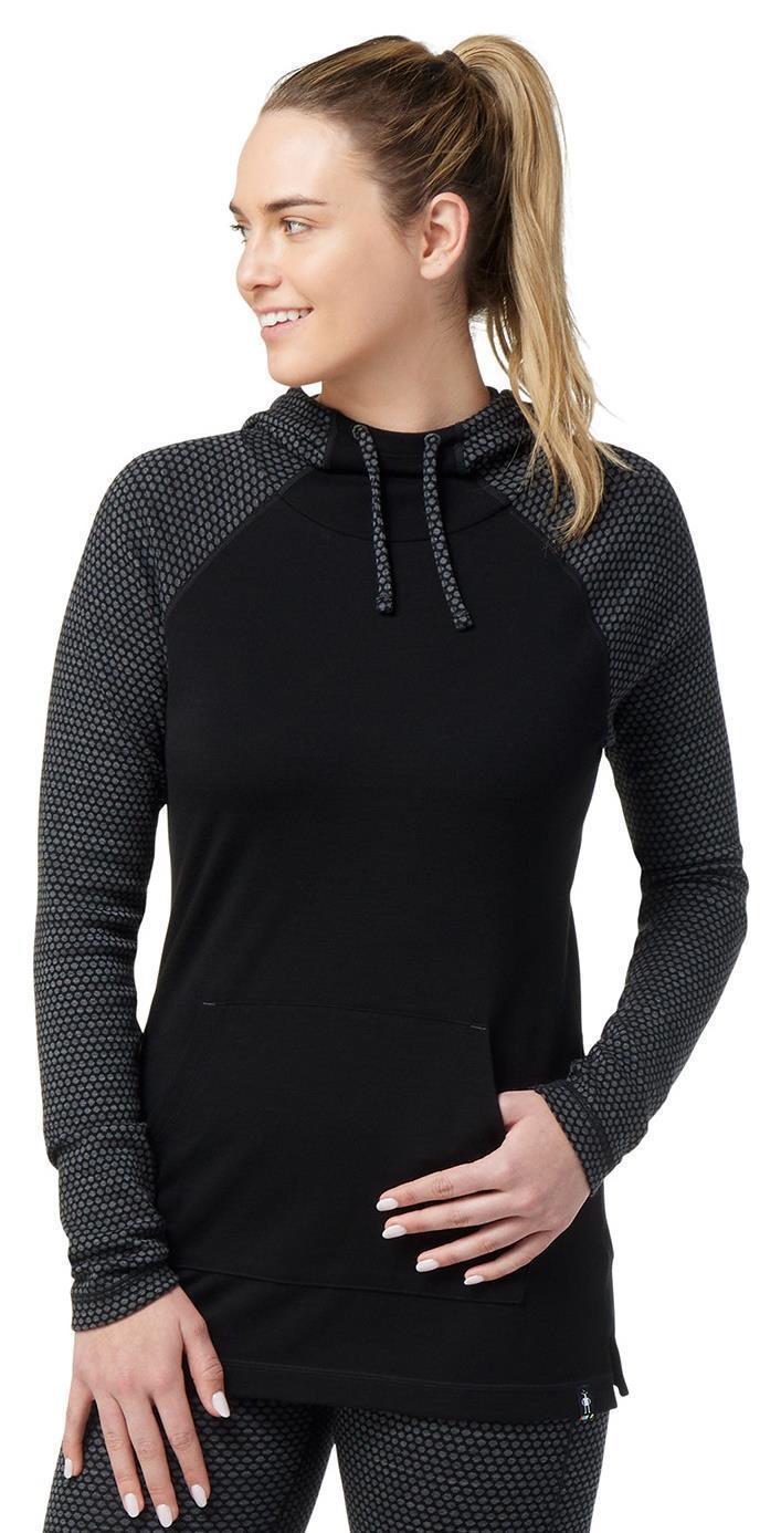 Thermal Merino (250) Drape Neck Hoodie - Womens - Black Dot 2